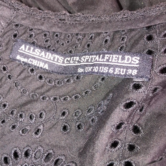 All Saints co ltd Soitakfields embroidered black dress size 6 - Picture 8 of 8